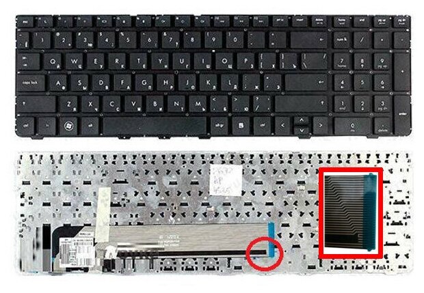 Клавиатура для HP ProBook 4530 4530S (638179-251 646300-251 без рамки замкнутые контакты тип 2)