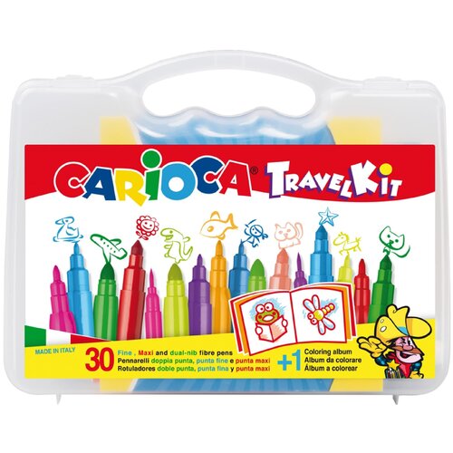 Набор для рисования Carioca 30 фломастеров раскраска, пластиковая коробка с ручкой (43260)