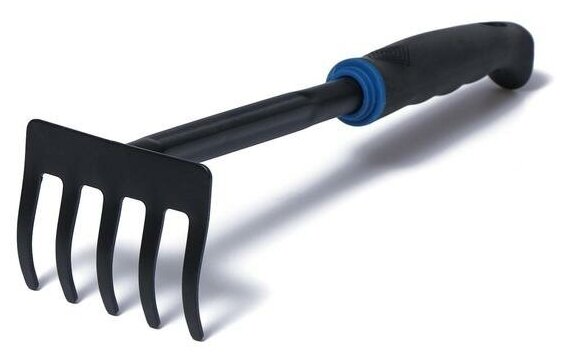 Грабли, длина 31 см, комбинированная пластиковая ручка, чёрно-голубые (1 шт.) - фотография № 4