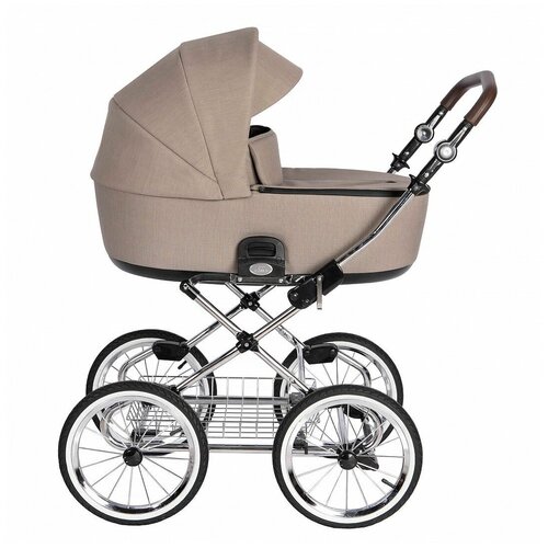 Коляска Roan Bass Next Classic короб Beige/Chrome/d14/руч.Тем.Коричневый