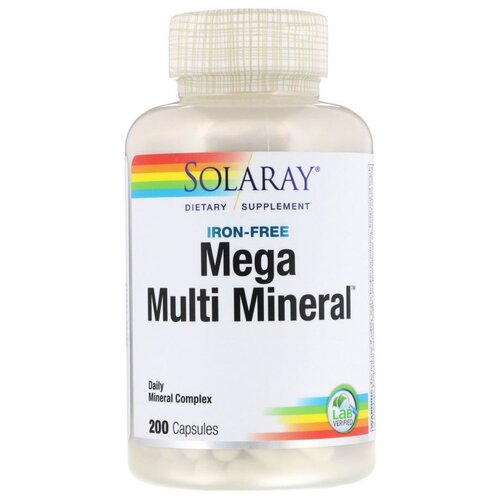 Капсулы Solaray Mega Multi Mineral (iron free), 350 г, 200 шт.