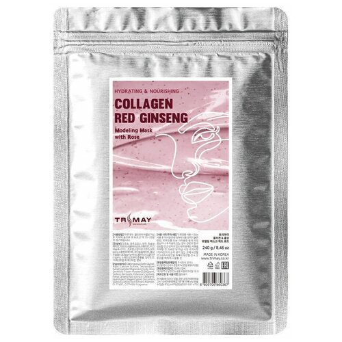 Trimay Альгинатная маска с коллагеном и красным женьшенем Collagen  Red Ginseng Modeling Mask With Rose, 240гр