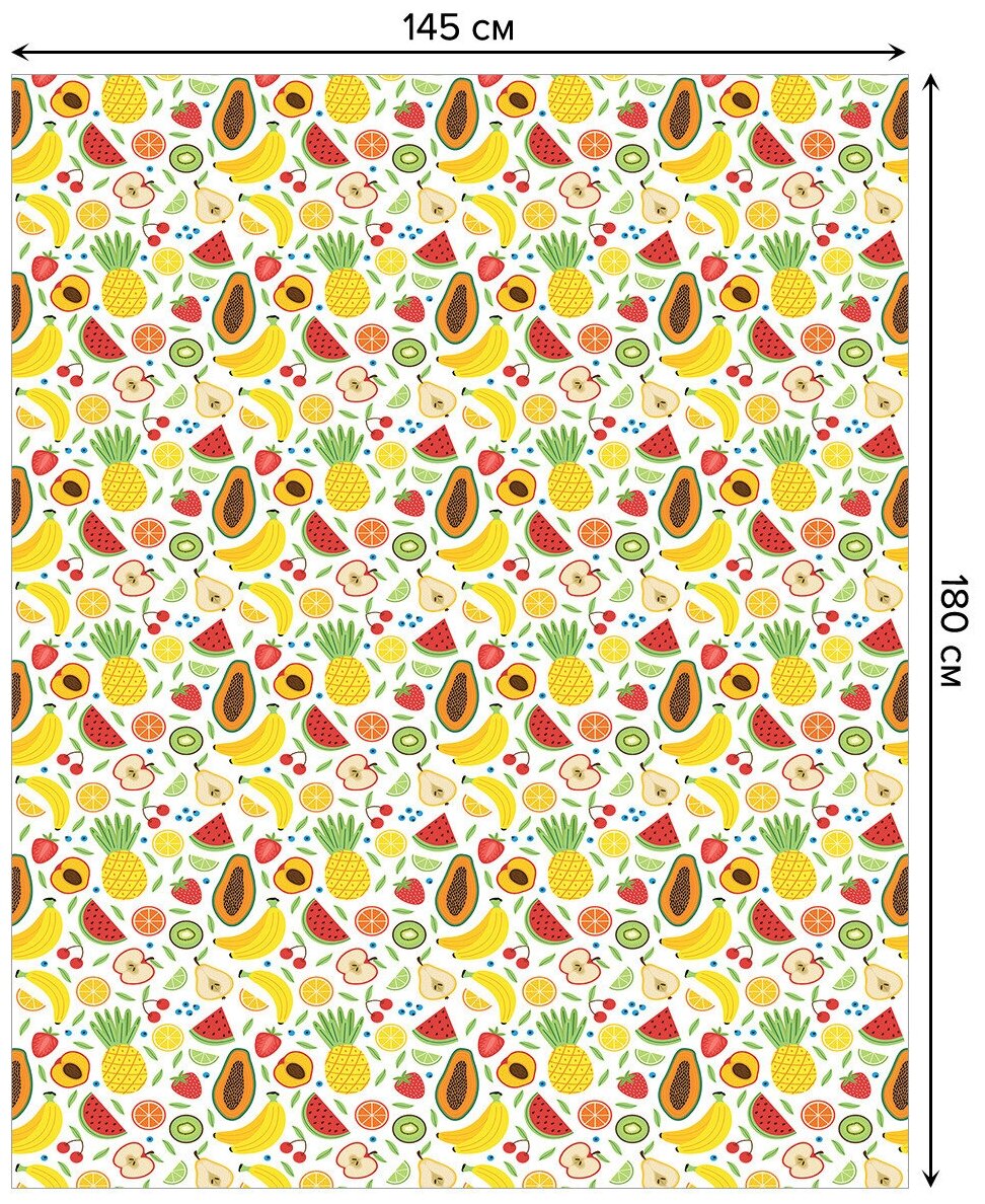Прямоугольная тканевая скатерть на стол JoyArty с рисунком "Веселые фрукты" 145 на 180 см - фотография № 2