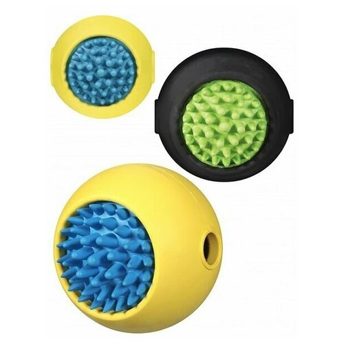 фото J. w. игрушка для собак - мячик с "ежиком", каучук, маленькая grass ball small цвет: желтый, фиолетовый jw