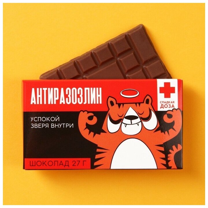 Подарочный молочный шоколад с приколом "Антиразозлин", 27 г