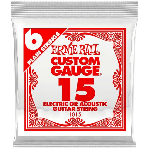 ERNIE BALL 1015 Plain Steel .015 Струна одиночная для акустической и электрогитары ernie ball 1013 plain steel 013 струна одиночная для акустической и электрогитары