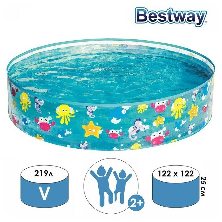 бассейн с мягким каркасом BESTWAY 122х122х25см 277л - фото №5