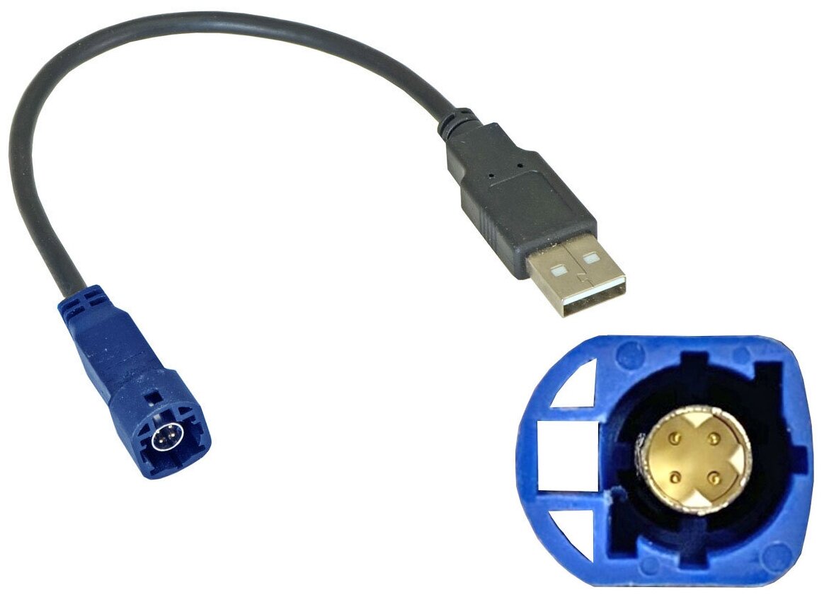 USB-переходник CITROEN, PEUGEOT для подключения магнитолы Incar к штатному разъему USB (Incar USB VW-FC108)