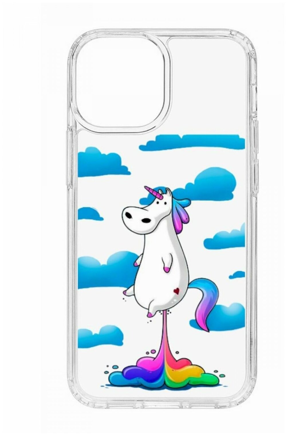 Чехол для iPhone 13 mini Kruche Print Flying Unicorn, противоударная пластиковая накладка с рисунком, защитный силиконовый бампер с защитой камеры