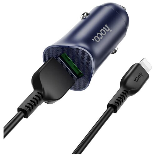 Автомобильное зарядное устройство 2USB 2400mAh HOCO Z39 Farsighted dual port QC3.0 car charger set (Type-C) черный зарядный комплект hoco z39 farsighted 18 вт синий