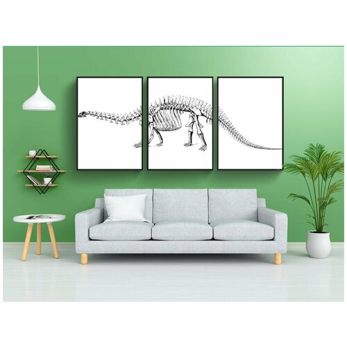 фото Набор модулных постеров для интерьера "динозавр, ископаемое, палеонтология" 60x90 см. в тубусе, без рамки lotsprints
