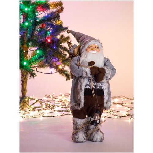 фото Игрушка "дед мороз" (63 см, серый костюм, с фонариком) 182473x тутси