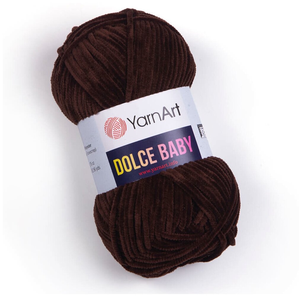 Пряжа для вязания YarnArt Dolce Baby (ЯрнАрт Дольче Беби) - 1 моток 775 шоколад, фантазийная, велюровая для игрушек 100% микрополиэстер 85м/50г