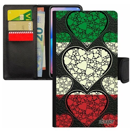 фото Чехол-книжка на мобильный iphone 8 plus, "флаг италии с сердцем" любовь государственный utaupia