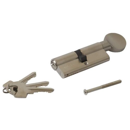 Цилиндр 40(ручка)-40(ключ) с плоской ручкой, никелированный