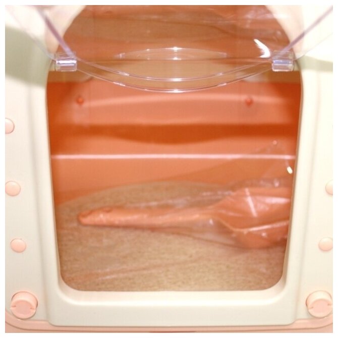Туалет-бокс Дракон, оранжевого цвета, закрытый, дверь маятник, размер: 58,6*47,5*30,5 см. коврик и совок в комплекте - фотография № 4