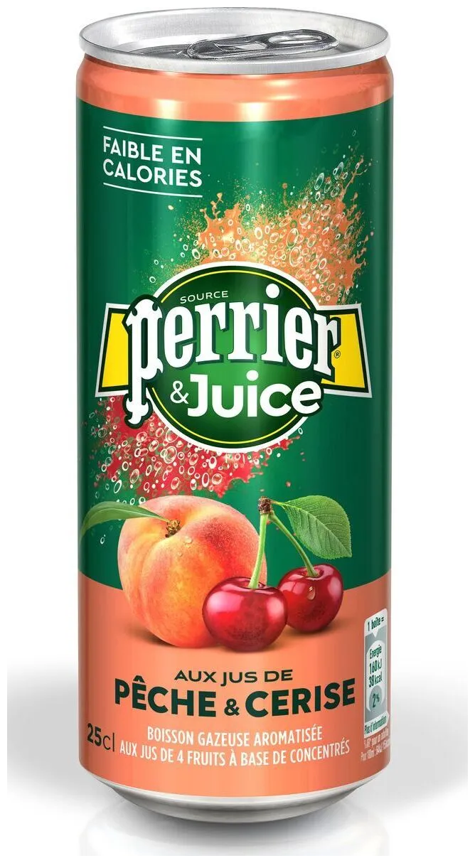 Напиток газированный Perrier (Перье) с соком персик-вишня, 4 шт по 250 мл