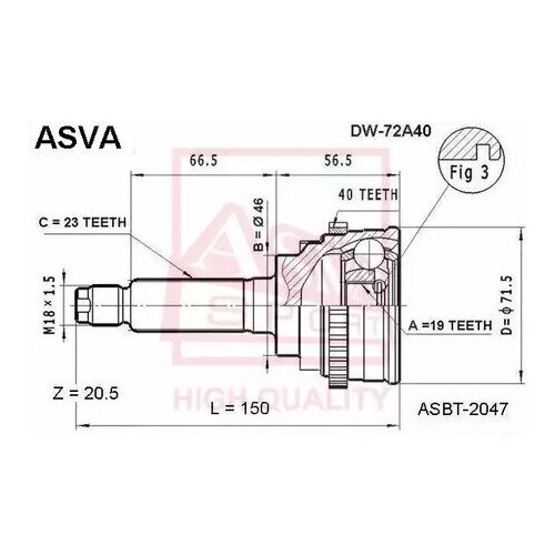 ШРУС внешний Asva DW72A40