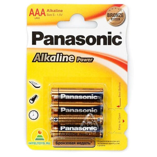 Батарейки Panasonic (Панасоник) LR03 (AAA) Alkaline, 4 штуки