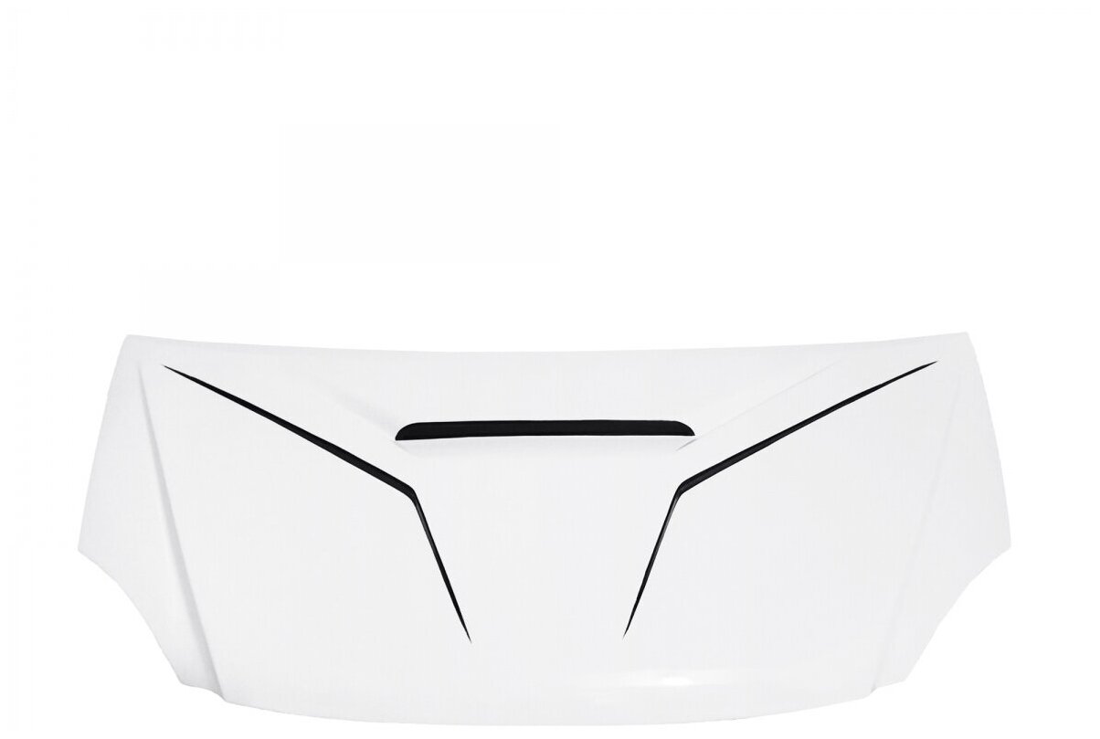 Капот для а/м Газель н/о Бизнес Соболь пластиковый Drive окрашенный белый с черными полосками с воздухозаборником