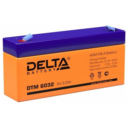 Аккумуляторная батарея Delta DTM 6032 (6V / 3.2Ah) батарейка saft ls14500 3 6v для охранных систем систем извещения систем пожарной безопасности 5шт