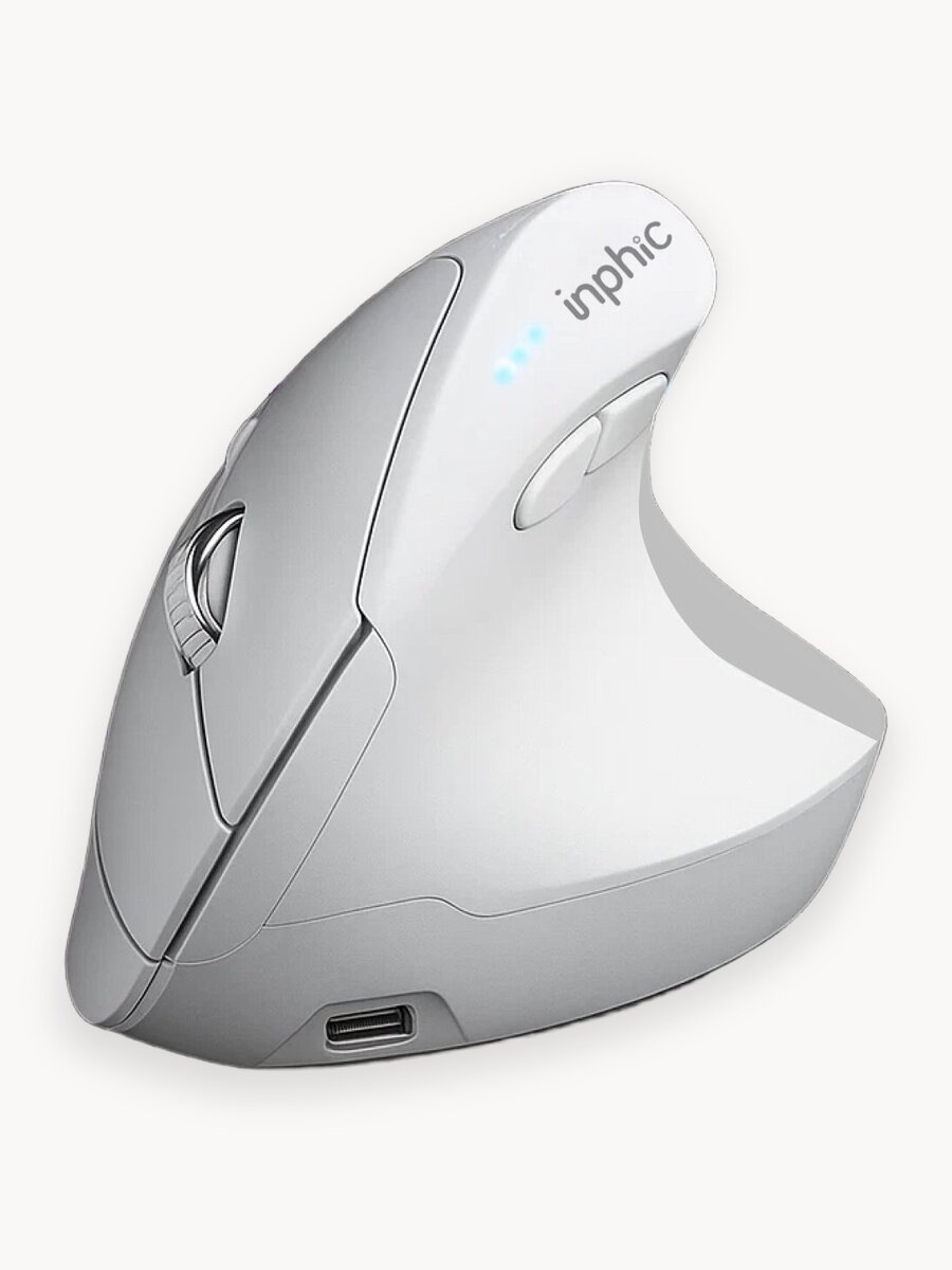 Вертикальная игровая беспроводная мышь для ноутбука Inphic X9 Pro, белая