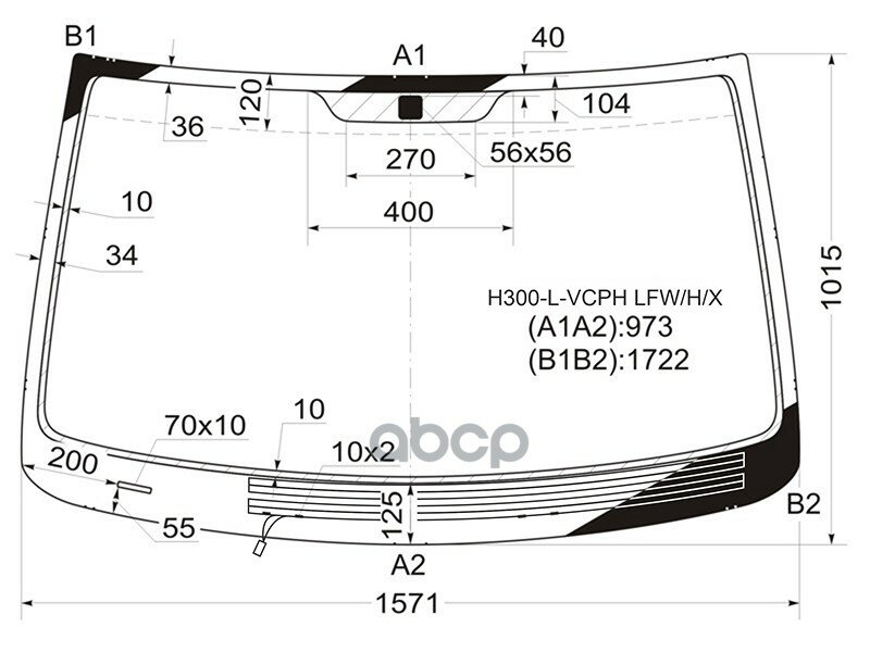 Стекло Лобовое (Обогрев Щеток) Hyundai H1 07- / Starex 07-17 XYG арт. H300-L-VCPH LFW/H/X