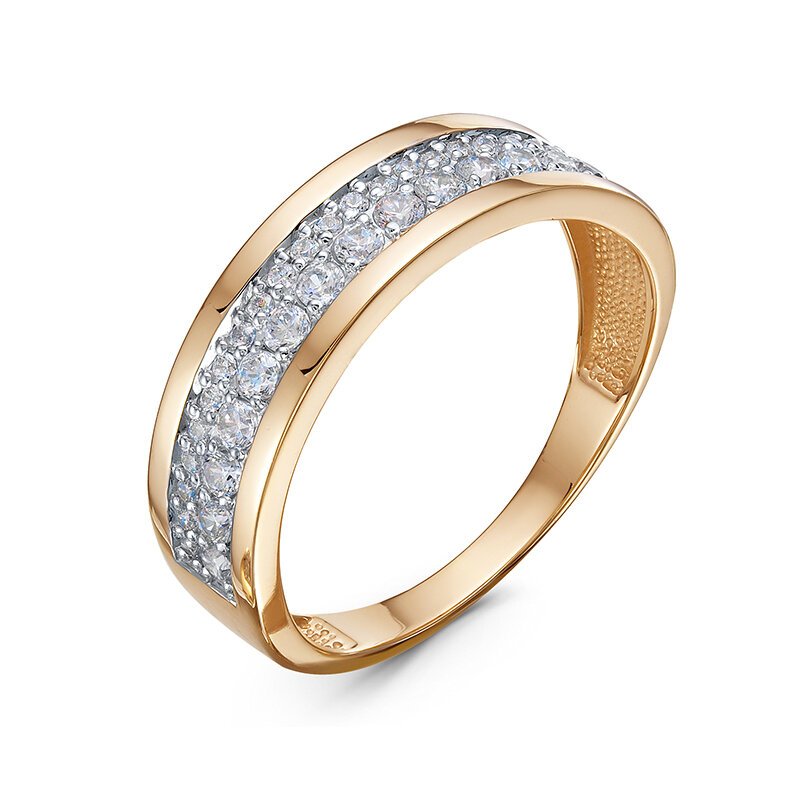 Кольцо помолвочное Яхонт, красное золото, 585 проба, фианит
