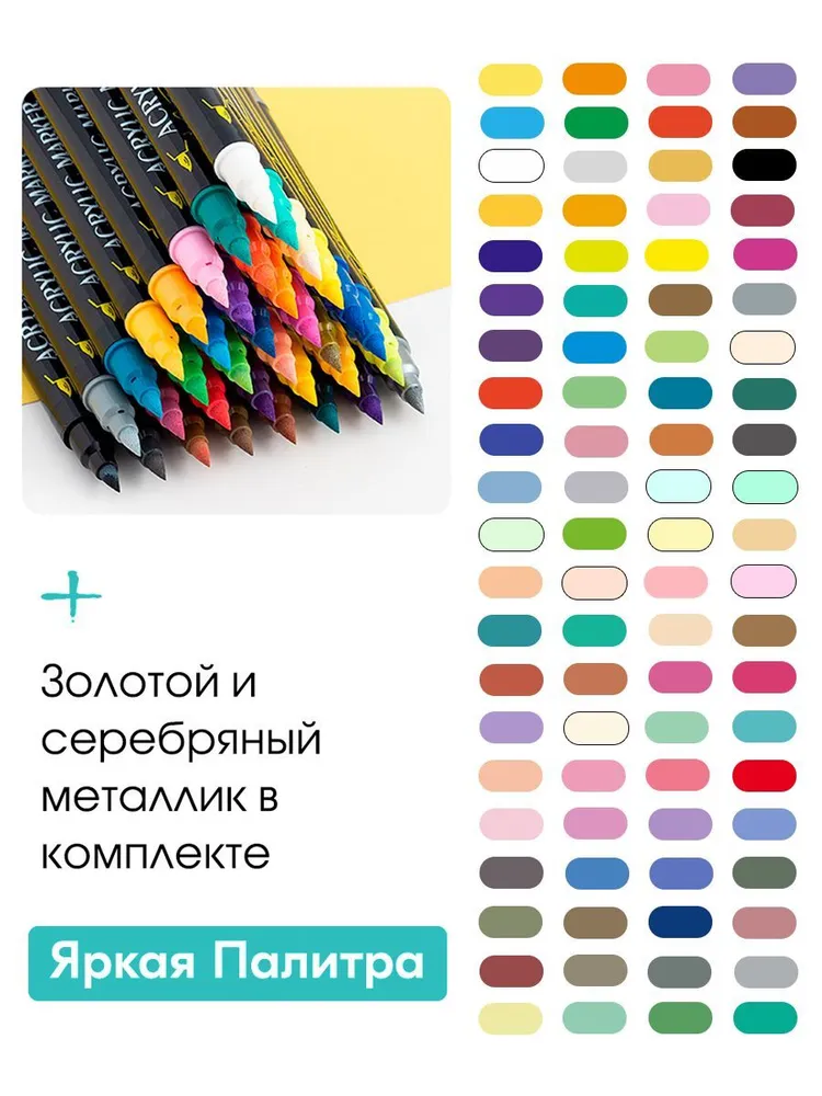 Двусторонние акриловые художественные маркеры 84 цвета на водной основе, для рисования на любых поверхностях GuangNa — фото 1