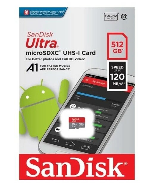 Карта памяти SanDisk Ultra Micro SDXC for Smartphones, 512 Гб