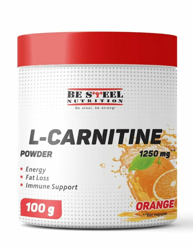 Л-карнитин тартрат для похудения, L-Carnitine 100г (апельсин), жиросжигатель спортивный