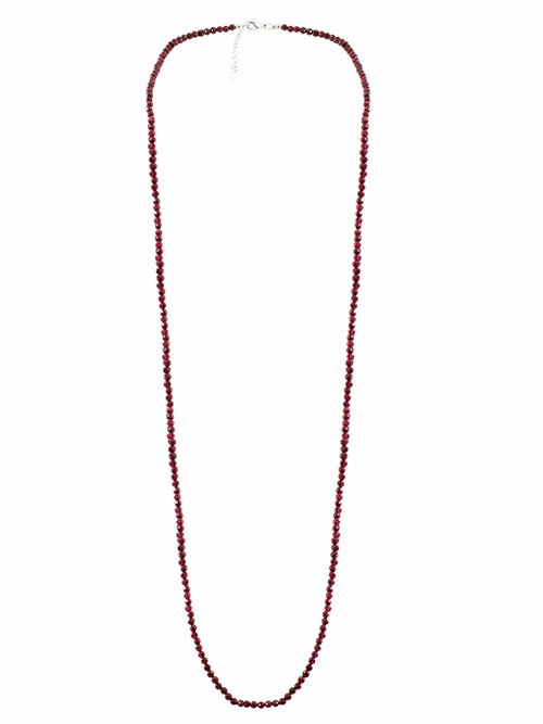 Колье Alerie Accessories, гранат, длина 115 см, серебряный, бордовый