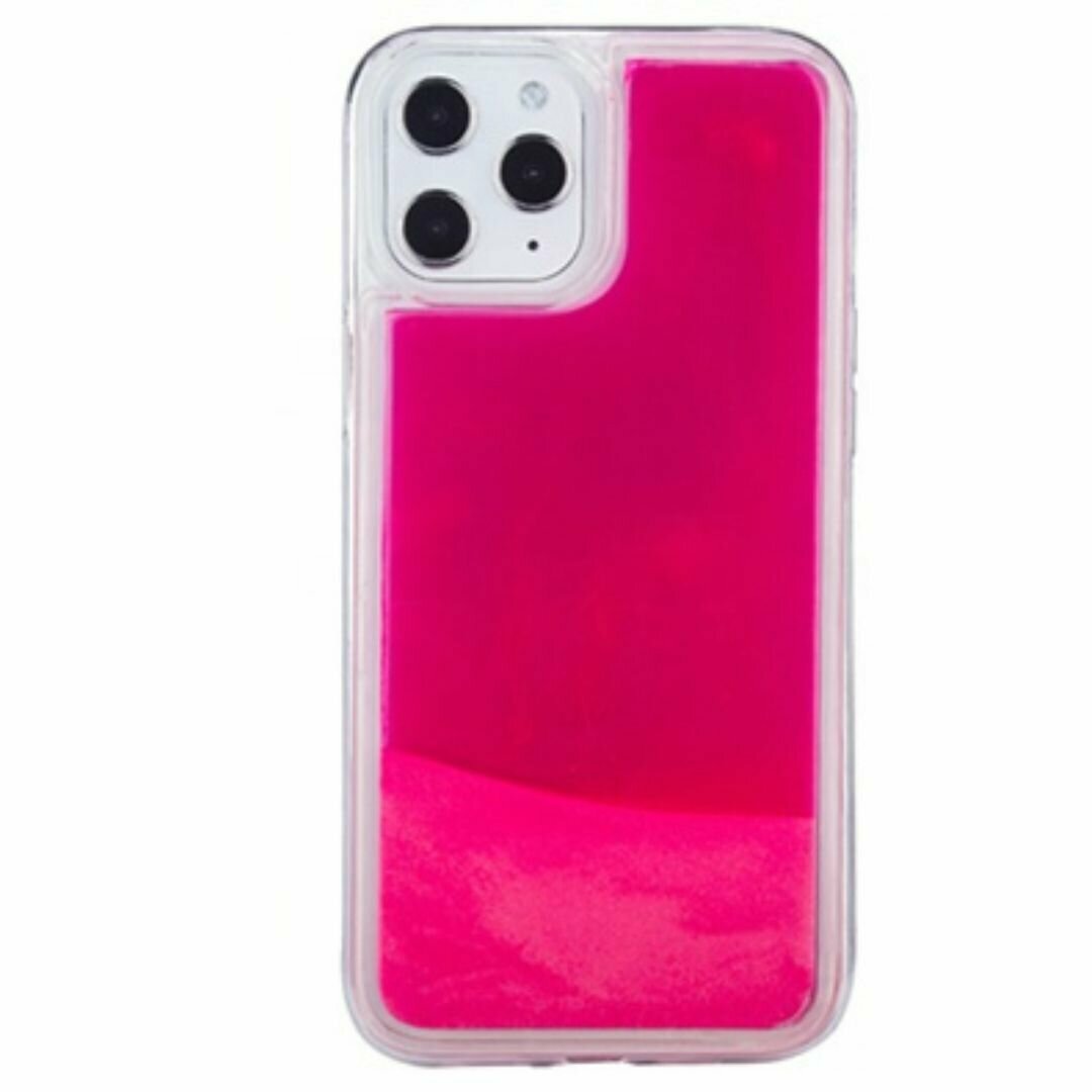 Чехол-антистресс, с переливающимся песком, для iPhone 11 Pro Max, малиновый — фото 1