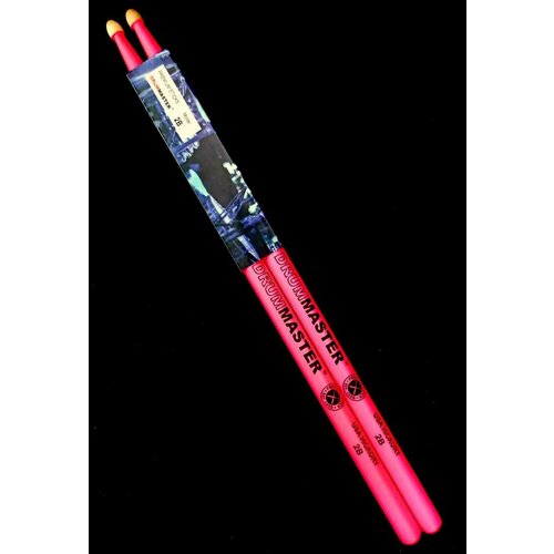 барабанные палочки 2b из американского ореха hurricane чёрные Барабанные палочки DRUMMASTER 2BR красные, флуоресцентные