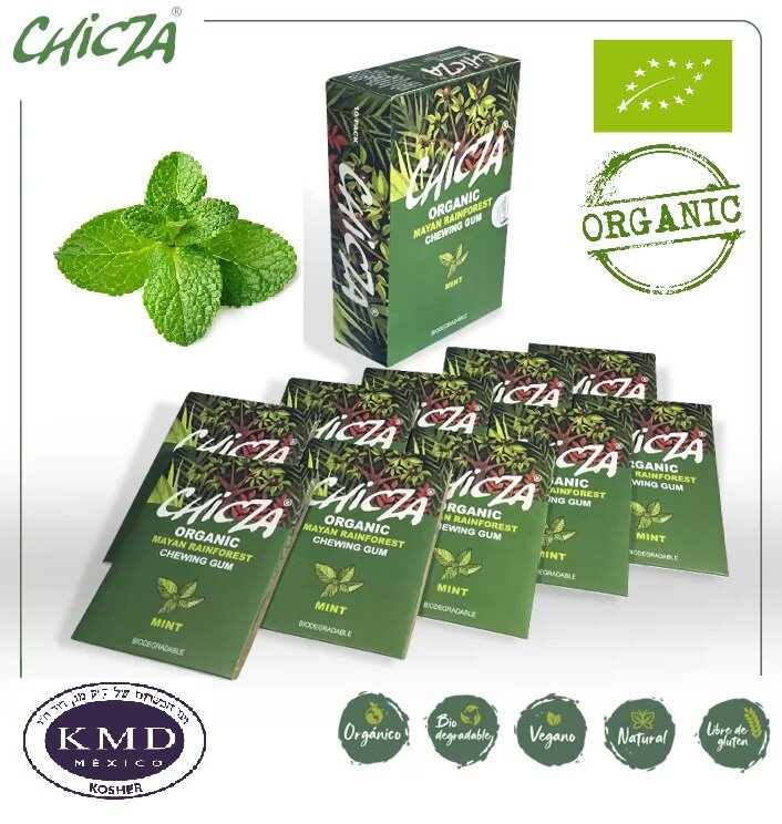 Жевательная резинка CHICZA ORGANIC Органическая биоразлагаемая со вкусом мексиканской мяты, Мексика 10шт Х 30г