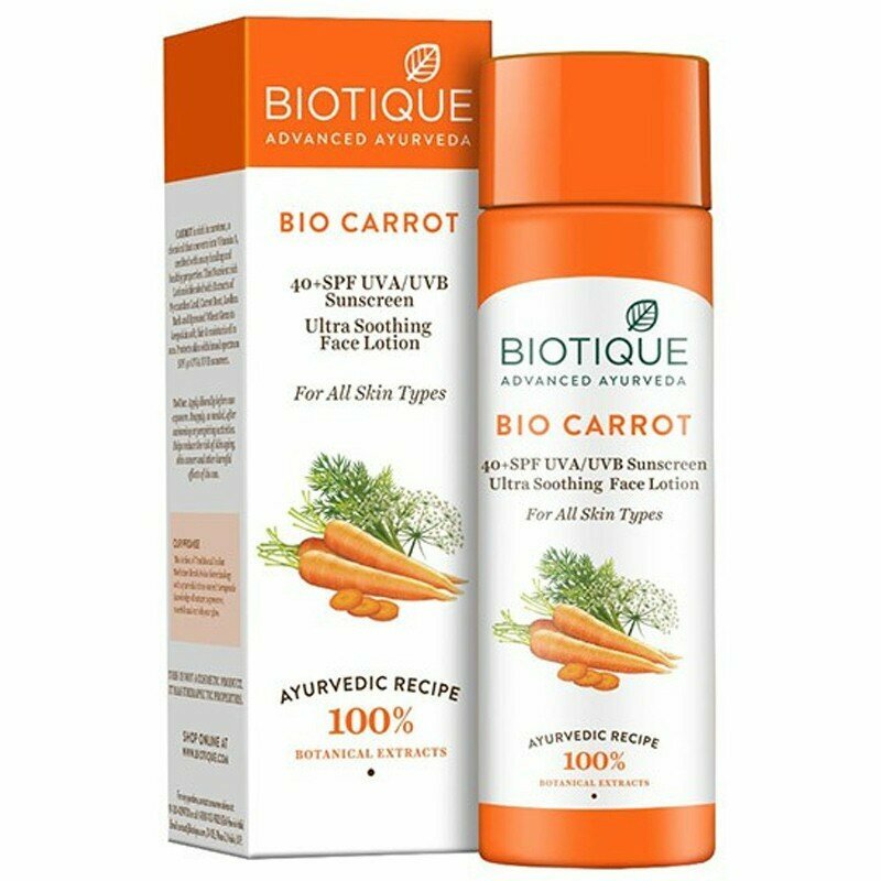 Лосьон солнцезащитный для лица Морковь SPF 40 Биотик (Bio Carrot Lotion Biotique), 120 мл