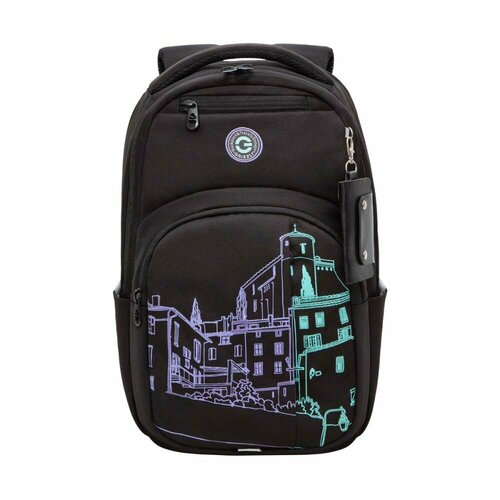 Рюкзак GRIZZLY RD-341-3 черный-сиреневый, 27,5х43х16