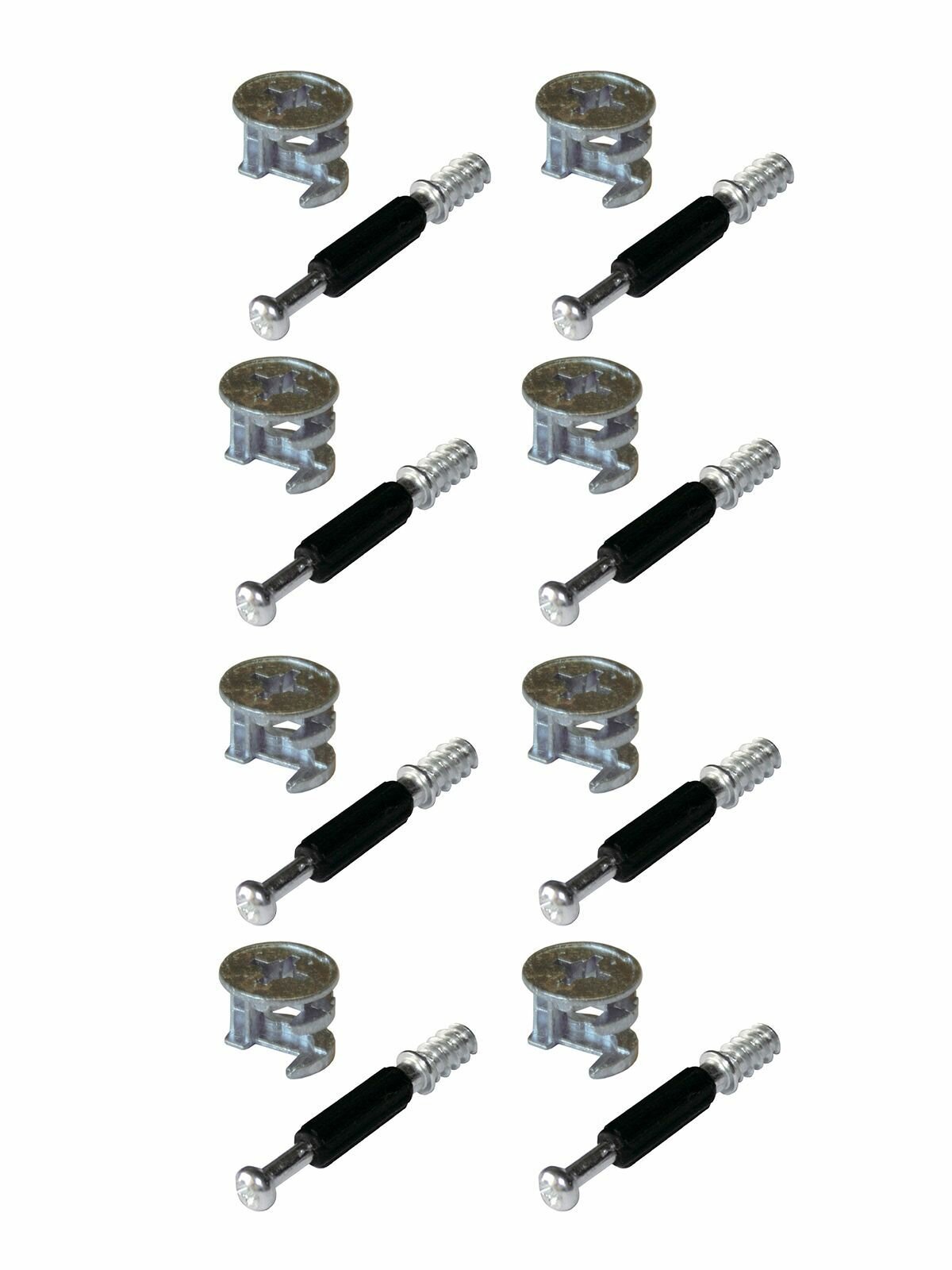 фото Стяжка эксцентриковая D15мм +шток мебельный 6*34мм с пластиком, 8 комплектов по 2шт