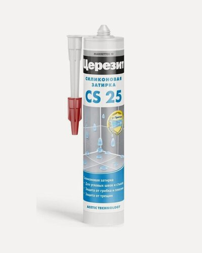 Изображение товара Герметик Ceresit CS 25 силиконовый манхеттен 280 мл для санитарных швов