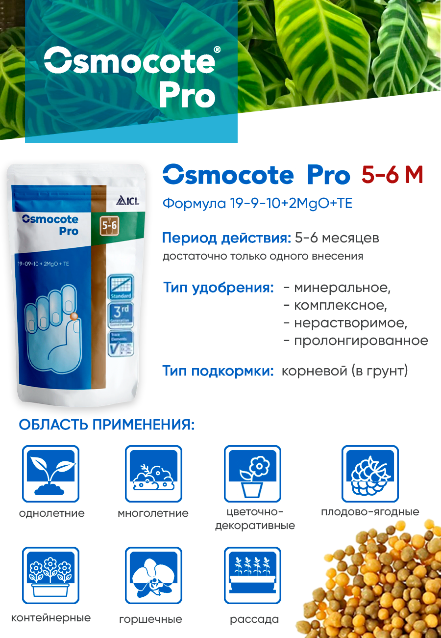 Осмокот / Osmocote PRO 5-6 м (19-9-10+2MgO), 200 гр - фотография № 2