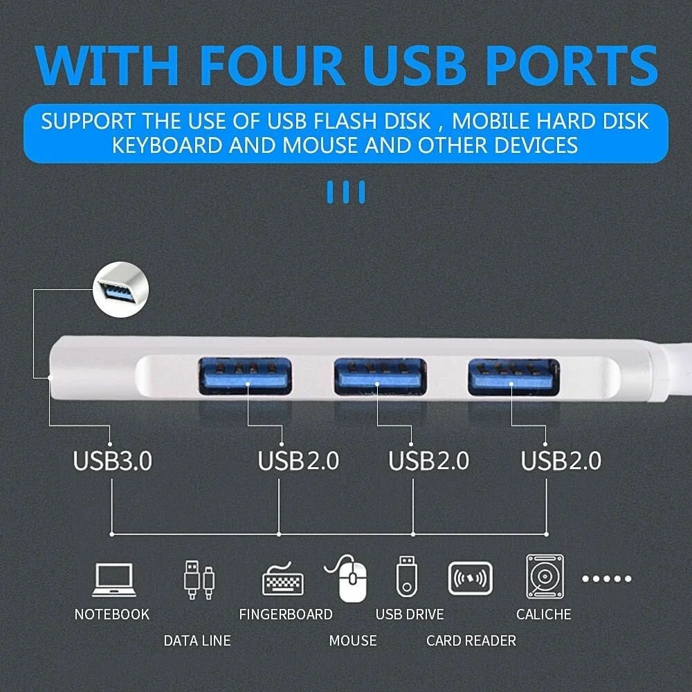 USB концентратор 30 на 4 порта / HUB разветвитель / Хаб на 4 USB