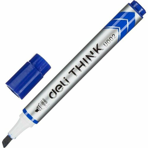 Маркер для досок Deli Think (скошенный наконечник, 2 5мм, синий), 12шт.