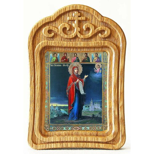 Боголюбская икона Божией Матери, в резной деревянной рамке