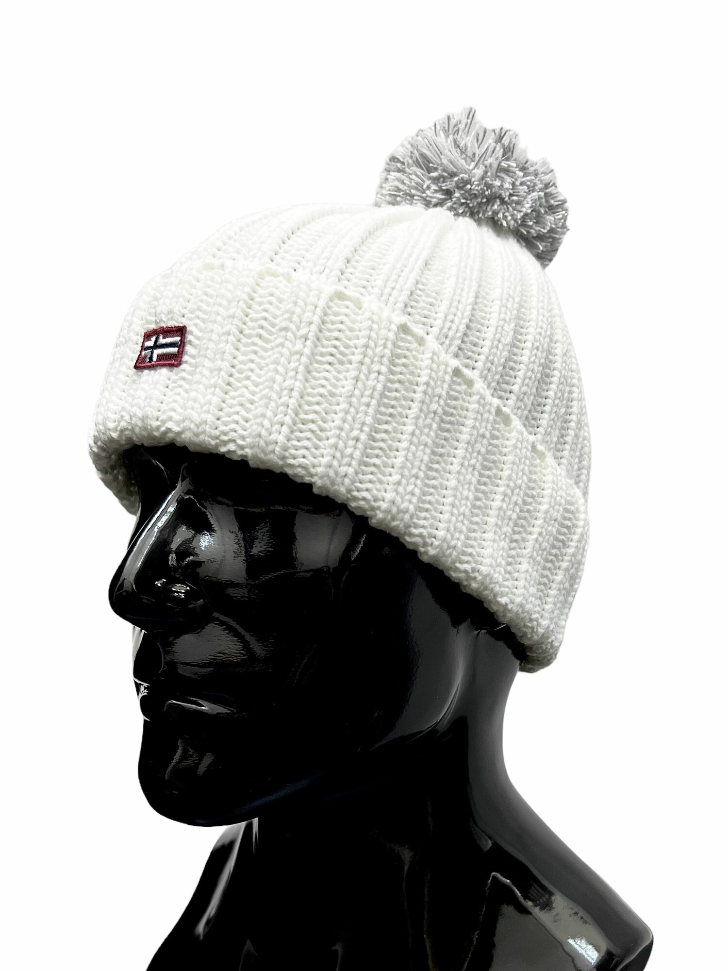 Шапка Осень-зима 2022 для мужчин, размер 52-58, белый, — фото 1