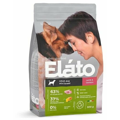 Elato Holistic корм для взрослых собак мелких пород с ягненком и олениной, 500г