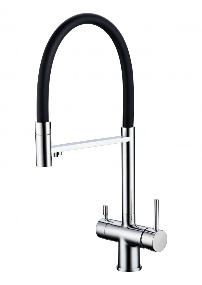 Смеситель Grocenberg GB4099 для кухни, хром, латунный корпус, гибкий излив