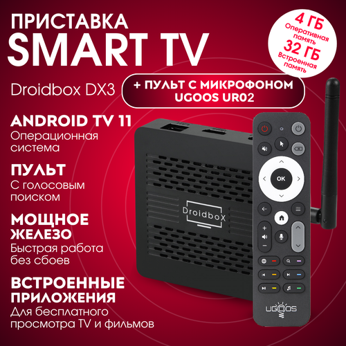Droidbox DX3 432 гбпульт Ugoos UR02 ATV прошивка 200 каналов и фильмы бесплатно 9490₽