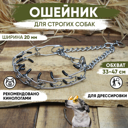 Ошейник для собак строгий с удавкой размер S. Обхват 33-47см, Ширина 20мм, Толщина 2мм