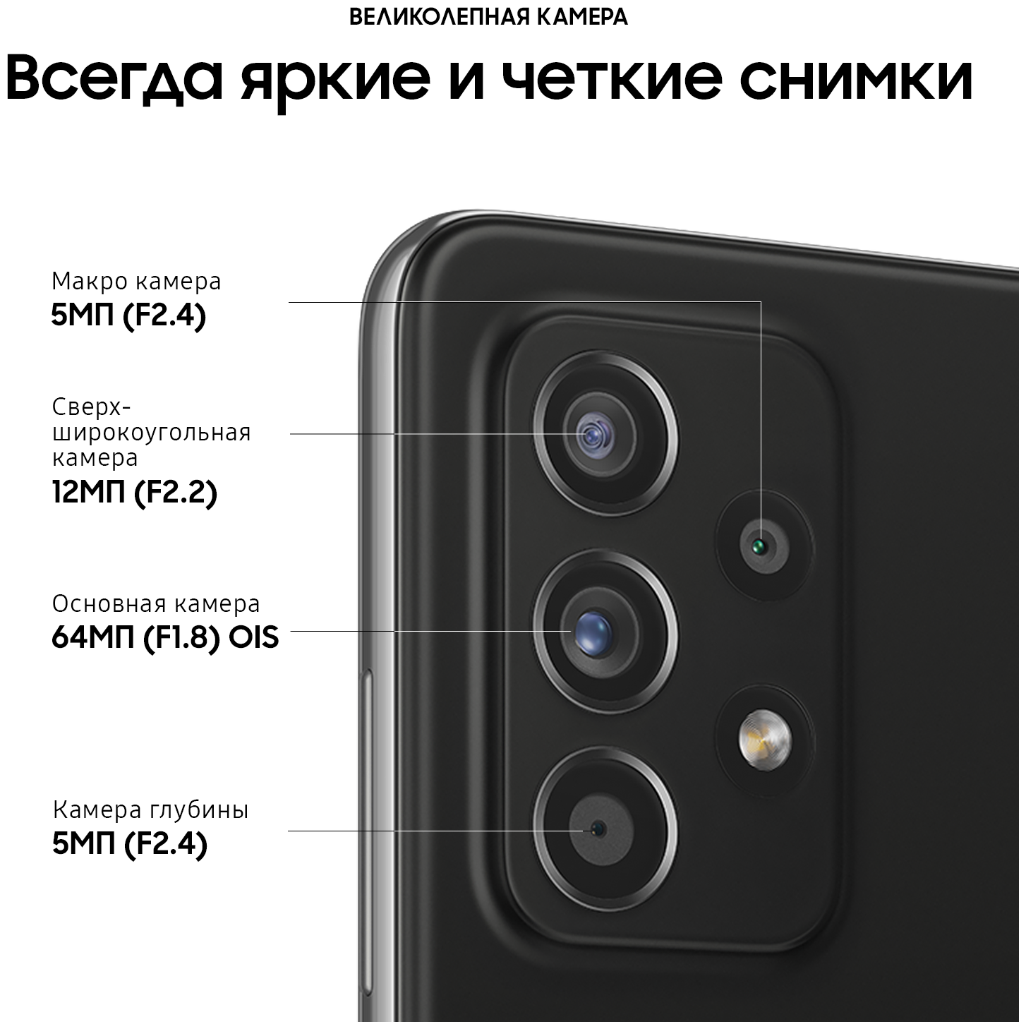 Смартфон Samsung Galaxy A52 8/256 ГБ, Dual nano SIM, черный — фото 1