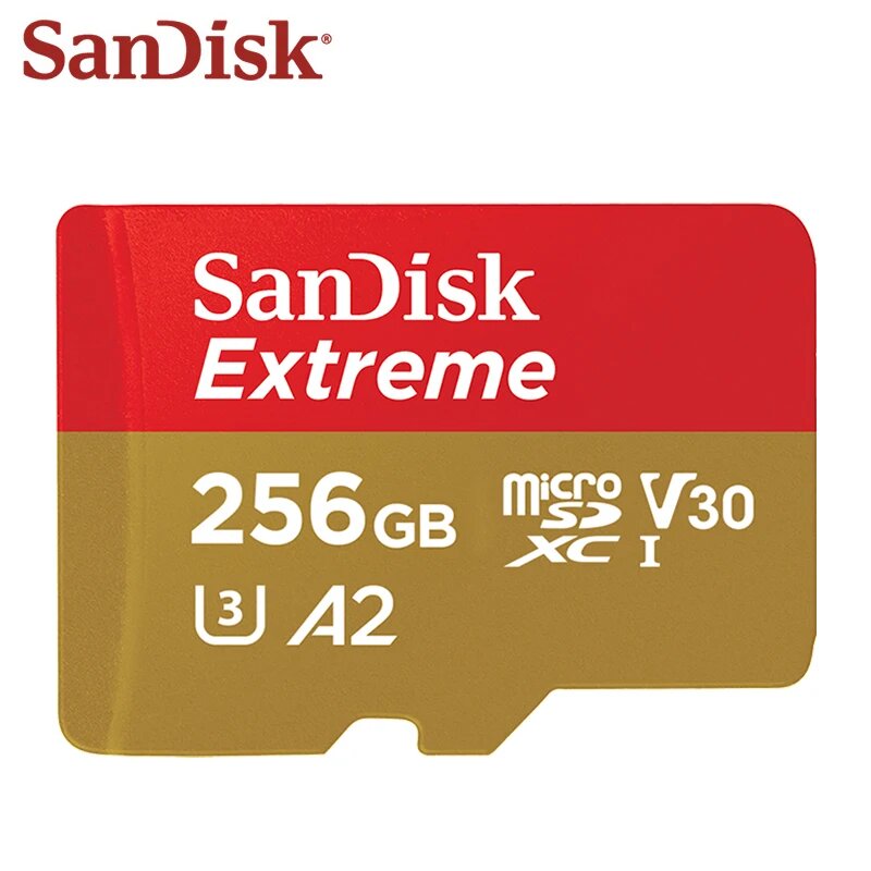 Карта памяти SanDisk Extreme V30 A2 microSDXC, 128 ГБ, 256 ГБ, 512 ГБ, класс 10, карта micro sd U3 4K, 32 ГБ, 64 ГБ, флеш-карта TF для UAV, 256GB